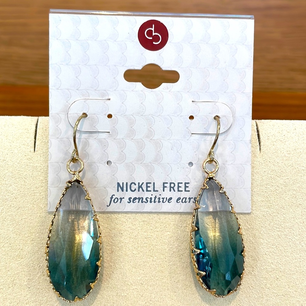 Dress Barn Gemstone Pendant Earrings BRAND NEW